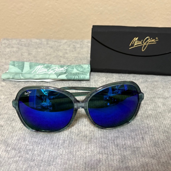 Maui Jim Taro Polarized Blue Mirror Sunglasses w/ Case EUC main image 4